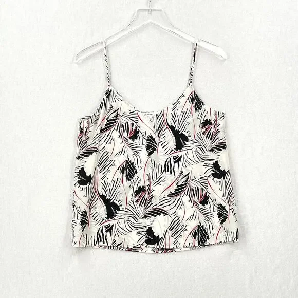 EQUIPMENT Layla Silk Print Cami Womens Small White Black Floral Leaf Print Layer - Picture 3 of 15